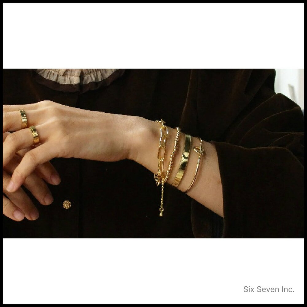 Gold Plated Bangle Cuff Bracelets Stack Set Elega… - image 8